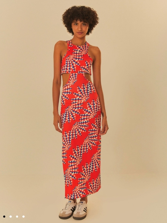 FARM Rio Dresses & Skirts - Adidas And Farm Rio Red Geometric Cutout Dress NWT